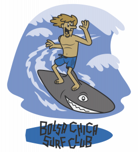 Bolsa Chica Surf Club - Early Bum Version Design. Copyright 2022 Earl Banes.